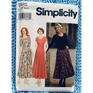 Simplicity 9885 Sewing pattern maxi dress swing skirt size 6 8 10